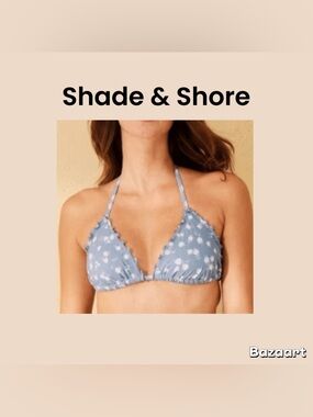 Shade & Shore Powder Blue Floral Triangle Bikini Top Size XL NWT